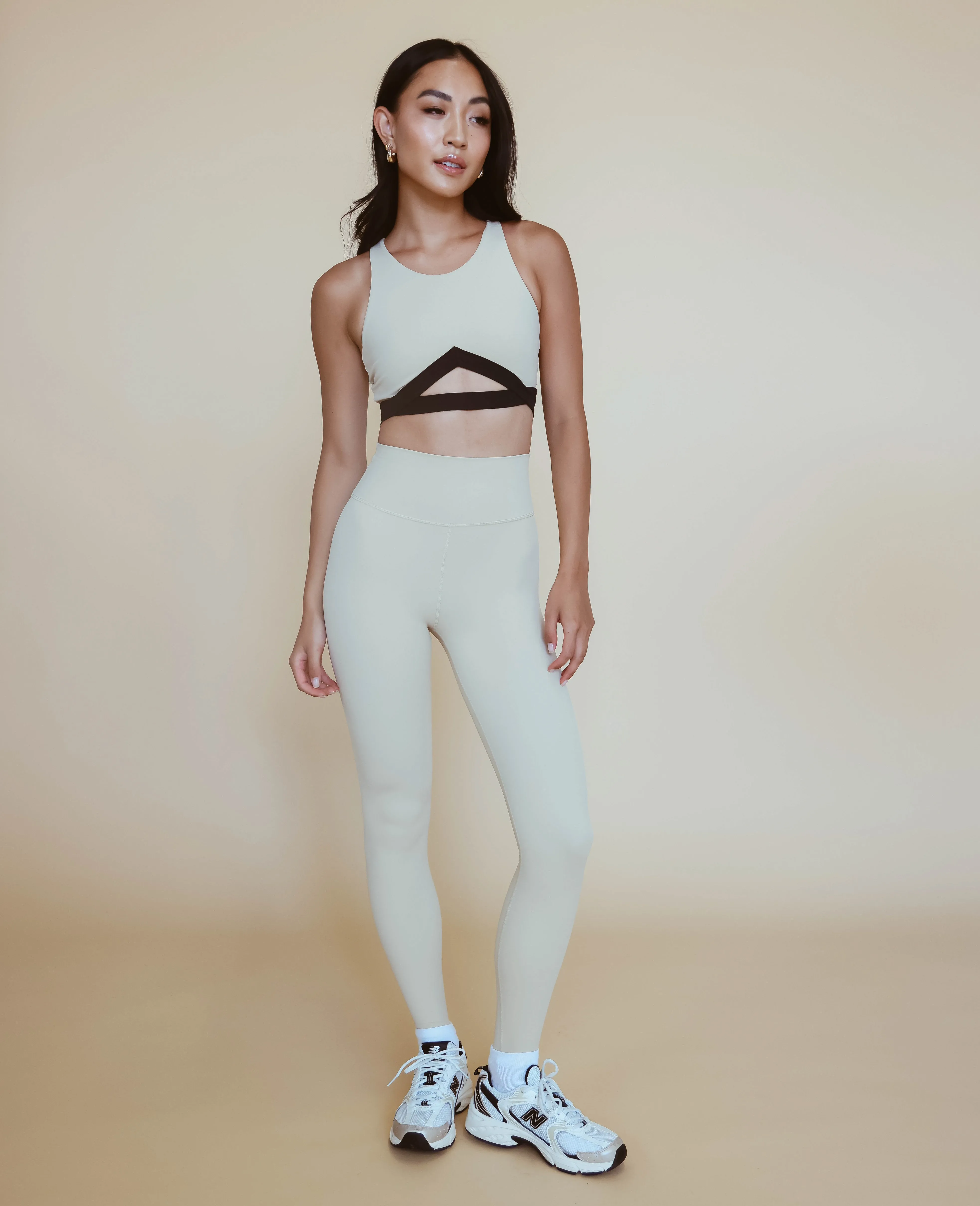 High Neck Keyhole Top - Neutral