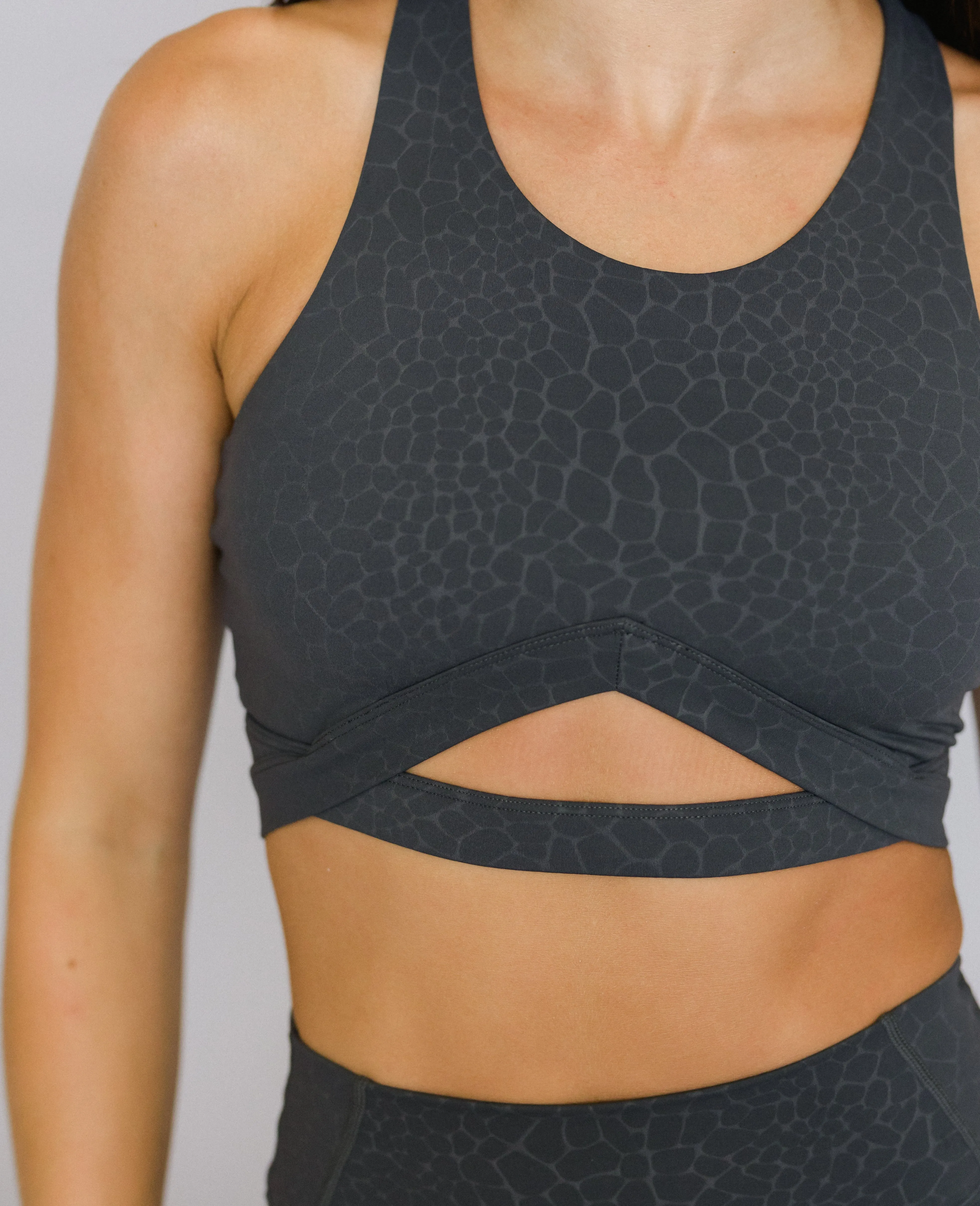 High Neck Keyhole Top - River Rocks