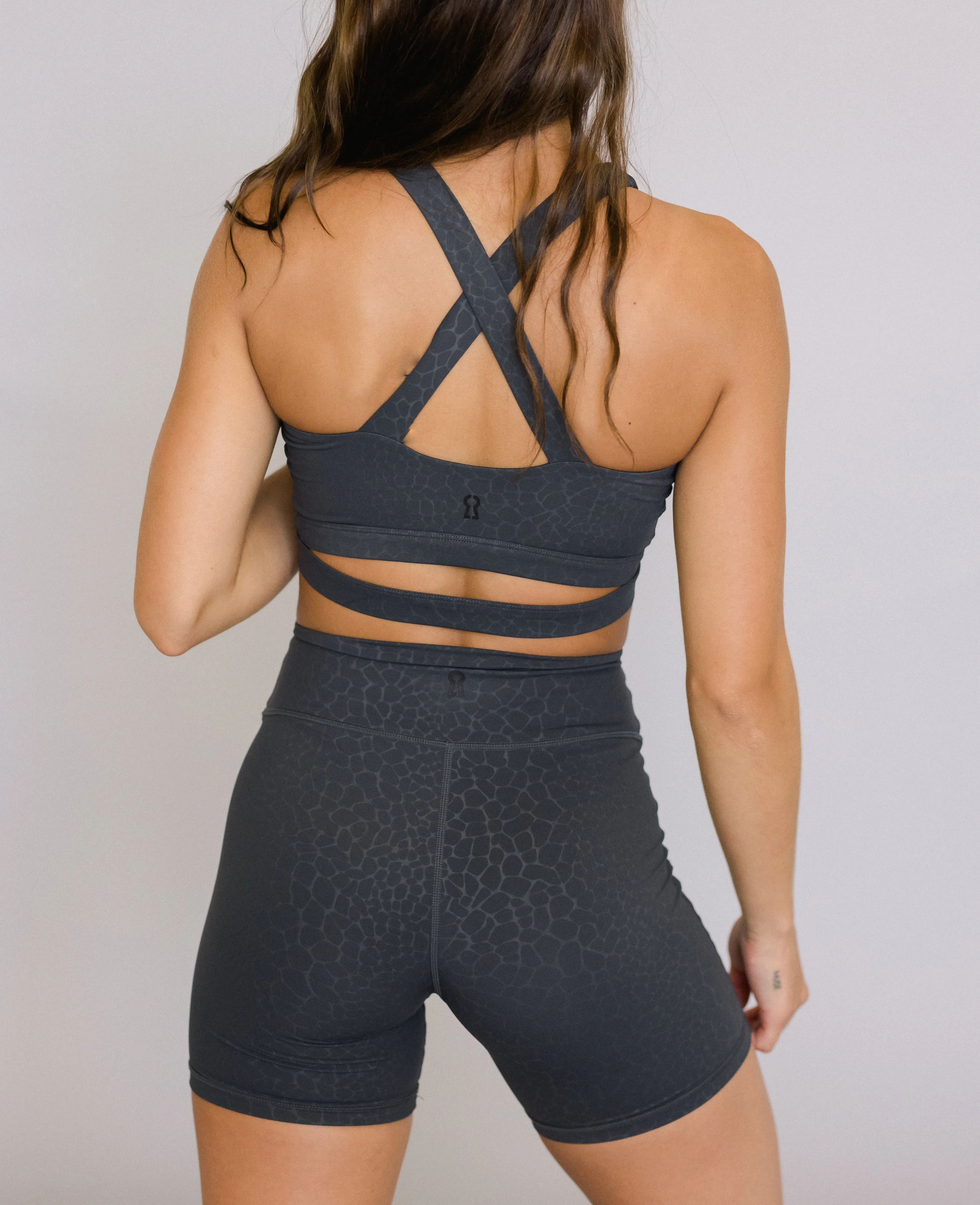 High Neck Keyhole Top - River Rocks