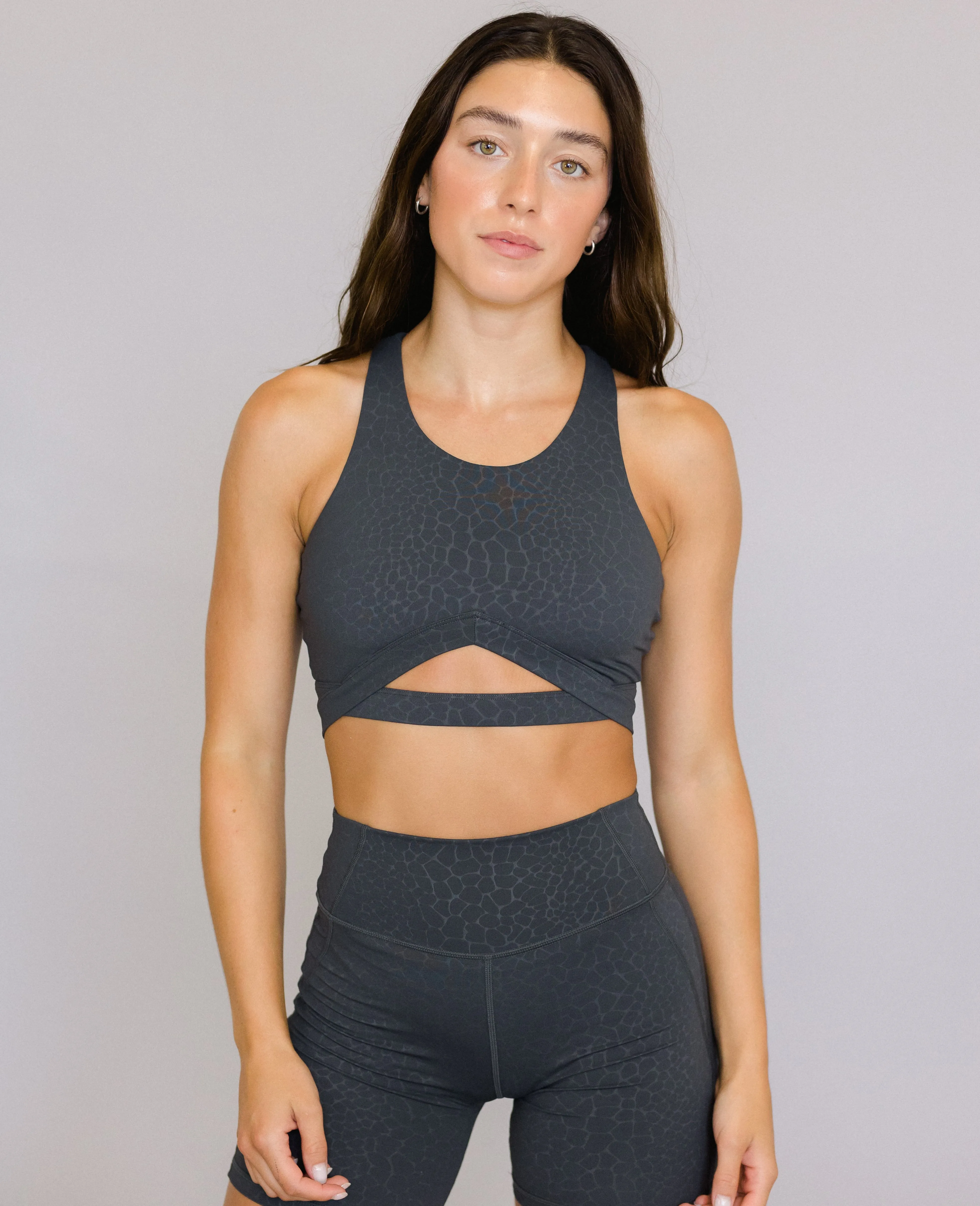 High Neck Keyhole Top - River Rocks