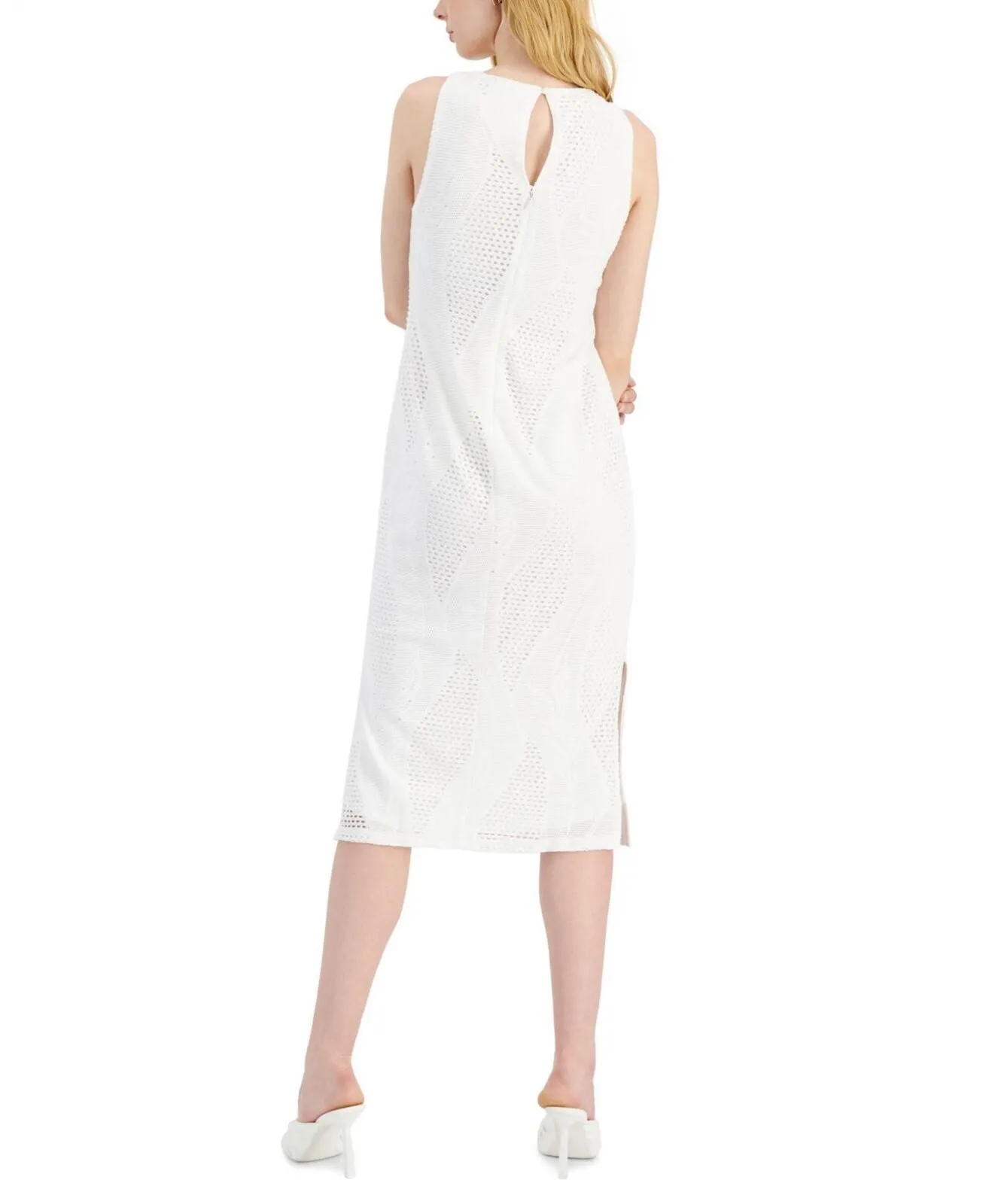 Inc International Concepts Crochet Side-Slit Dress 10836412 Porcelain White 2
