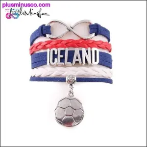 Infinity charm Iceland bracelet soccer charm leather wrap