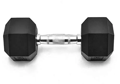 J MARQUE Rubber Coated Professional Hex Dumbbells (5 KG x 2 PCS = 10 KG) ; Hex Dumbbells(Black) (JMHXDMB_5)