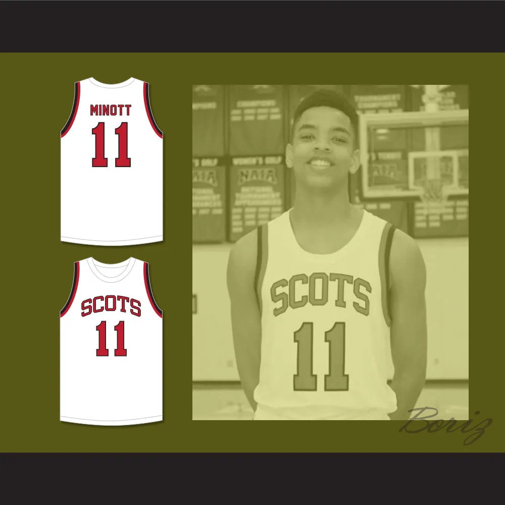 Josh Minott 11 Saint Andrew's School Scots White Basketball Jersey 2