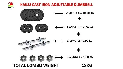 KAKSS Exclusive CAST Iron Adjustable Dumbbells 10 KG to 100 KG (Proudly Made in India) (18)