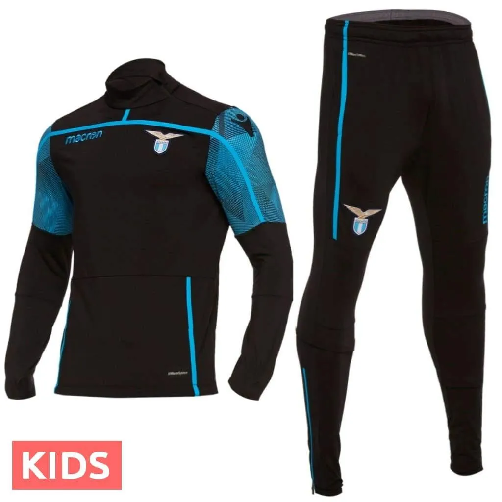 Kids - SS Lazio black training technical soccer tracksuit 2018/19 - Macron