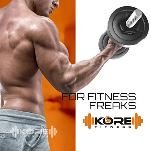 Kore PVC 30 Kg Home Gym Set With One 4 Ft Plain Rod And One Pair Dumbbell Rods, Multicolour