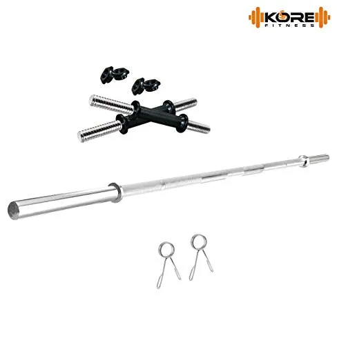 Kore PVC 30 Kg Home Gym Set With One 4 Ft Plain Rod And One Pair Dumbbell Rods, Multicolour