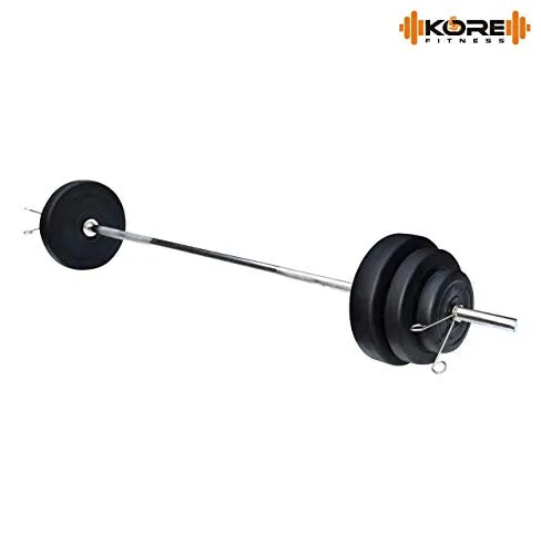 Kore PVC 30 Kg Home Gym Set With One 4 Ft Plain Rod And One Pair Dumbbell Rods, Multicolour