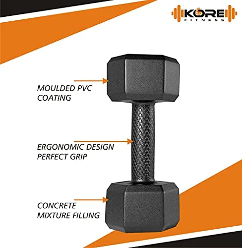 Kore PVC DM-2kg-Combo 161 Dumbbells Set and Fitness Kit for Men and Women Whole Body Workout