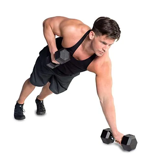Kore Rubber Coated Professional 1 Kg (Set of Two) Hexa Dumbbells Home Gym Exercise Equipment for Men & Women