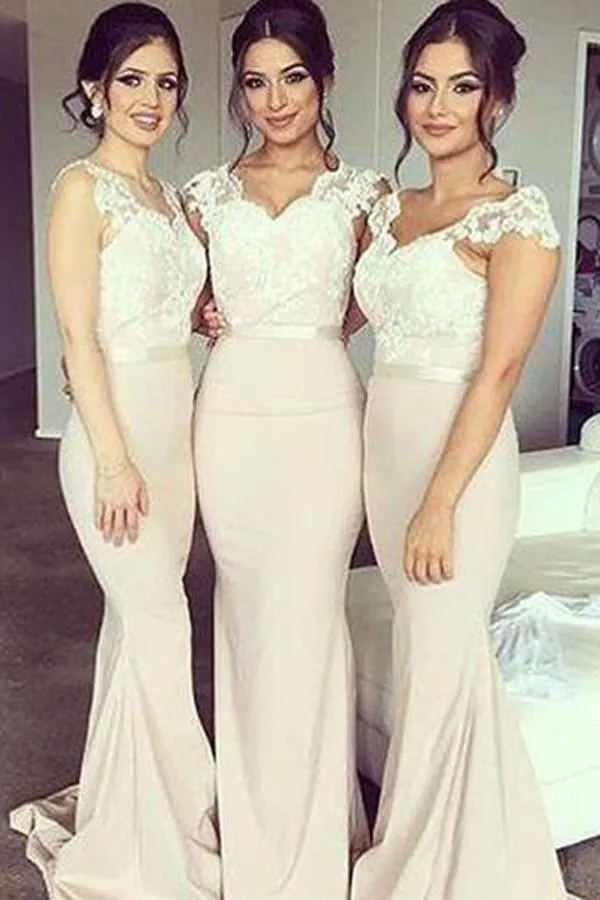 Lace Mermaid Off Shoulder Sweetheart Bridesmaid Dresses, Wedding Party Dress, MB185