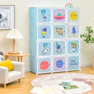 Large Portable Wardrobe cum Storage Unit | 12 Cubes | Toy Storage | Blue