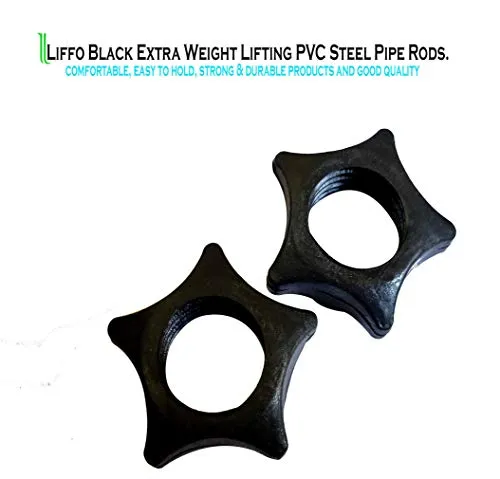 Liffo® 15-inch Dumbbell Rod with Plastic Nuts Weight Lifting Bar Black (Pack of 2 Pcs)