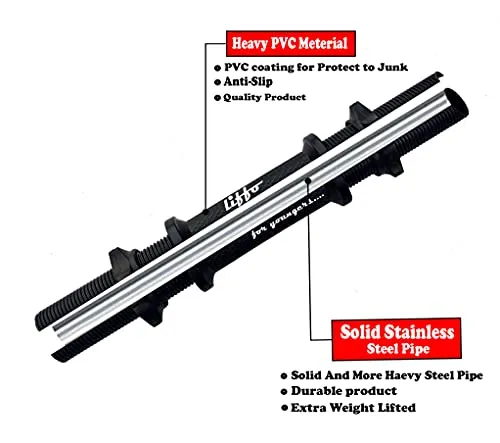 Liffo® 15-inch Dumbbell Rod with Plastic Nuts Weight Lifting Bar Black (Pack of 2 Pcs)