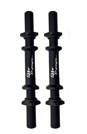Liffo® 15-inch Dumbbell Rod with Plastic Nuts Weight Lifting Bar Black (Pack of 2 Pcs)