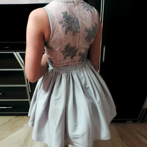 Light Lavender Deep V Neck Appliques Cheap Homecoming Dress, Party Dresses, MH231