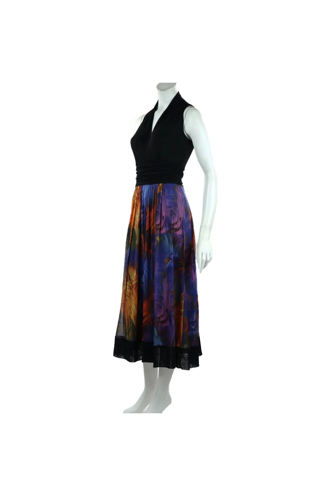 LYNN Midi Sleeveless Print Cummerbund Dress