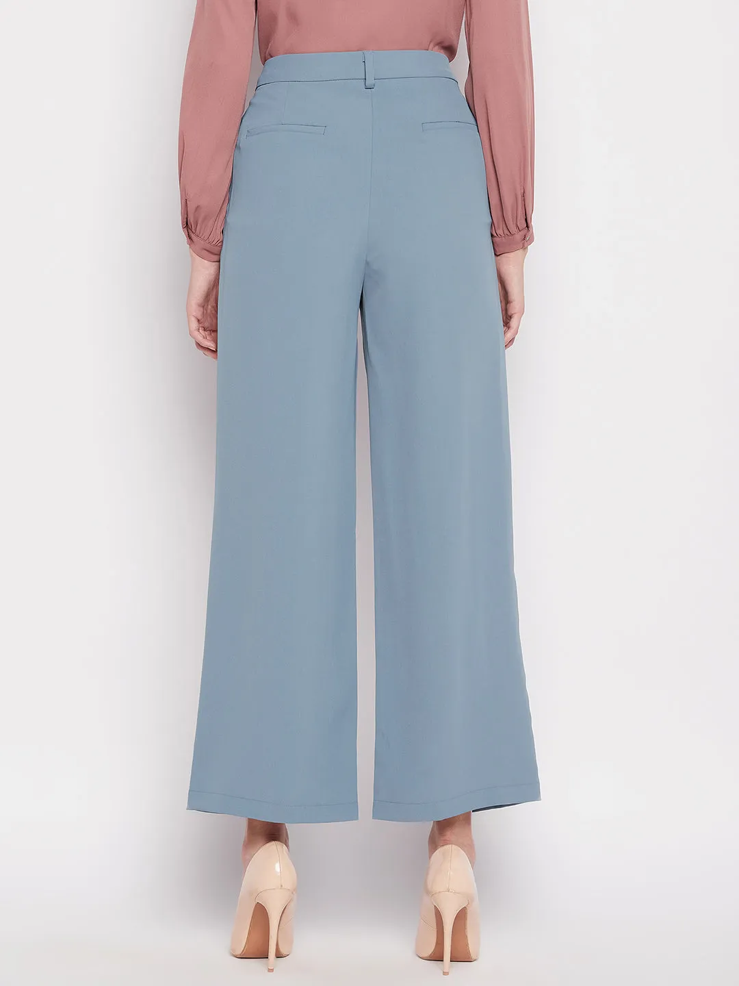 Madame Front Pleated Powder Blue Trouser