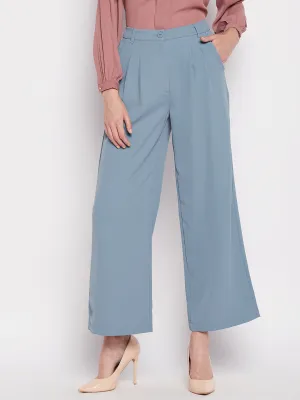 Madame Front Pleated Powder Blue Trouser