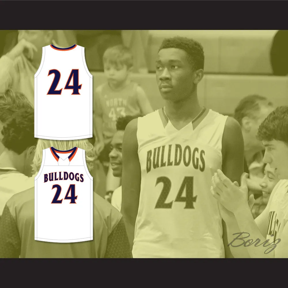 Mark Williams 24 Norfolk Academy Bulldogs White Basketball Jersey 1