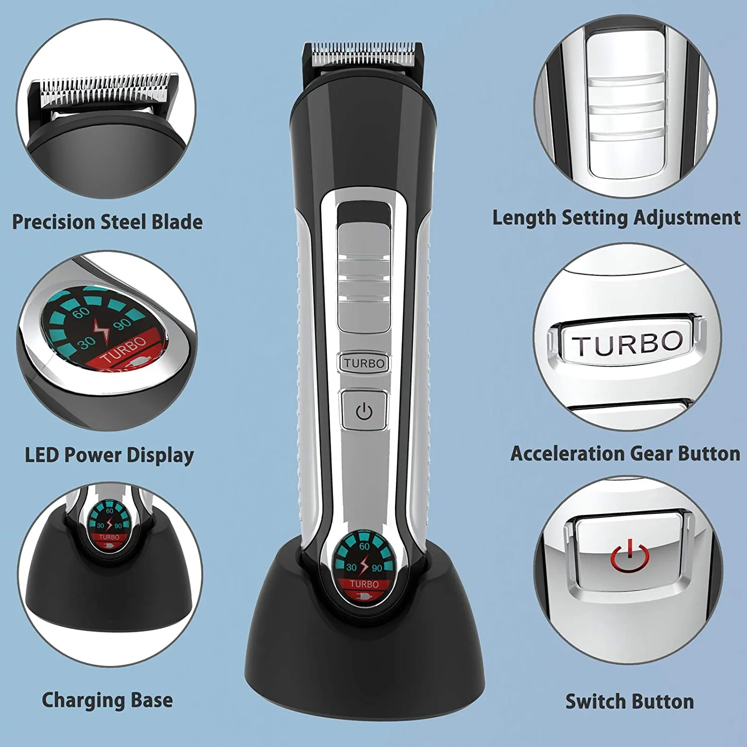 Mens Beard Trimmer, Hair Clipper Mustache Trimmer Hair Cutting Groomer Kit 3 In 1 For Men Precision Trimmer with USB Charging Base