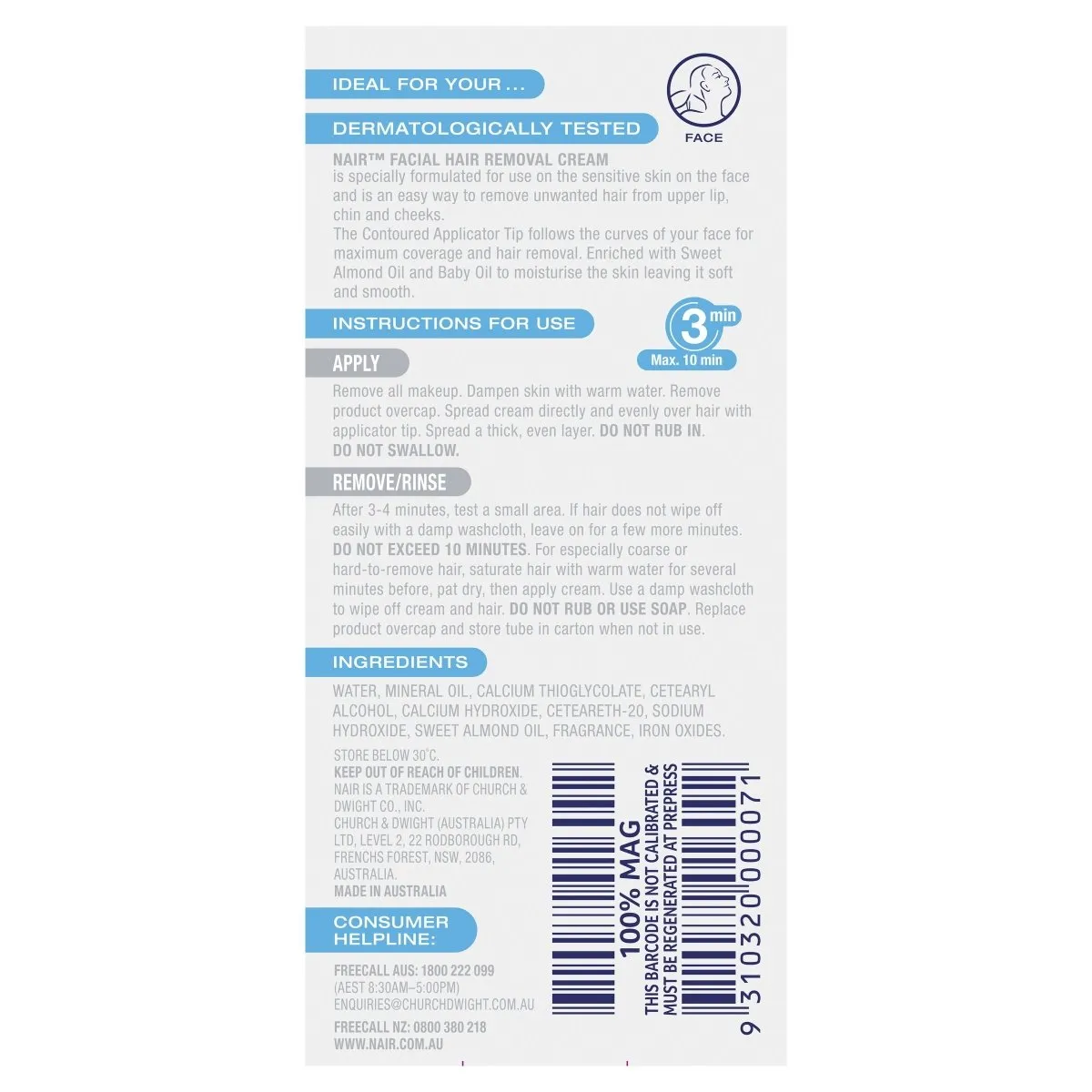 Nair Sensitive Precision Hair Removal Cream 20g