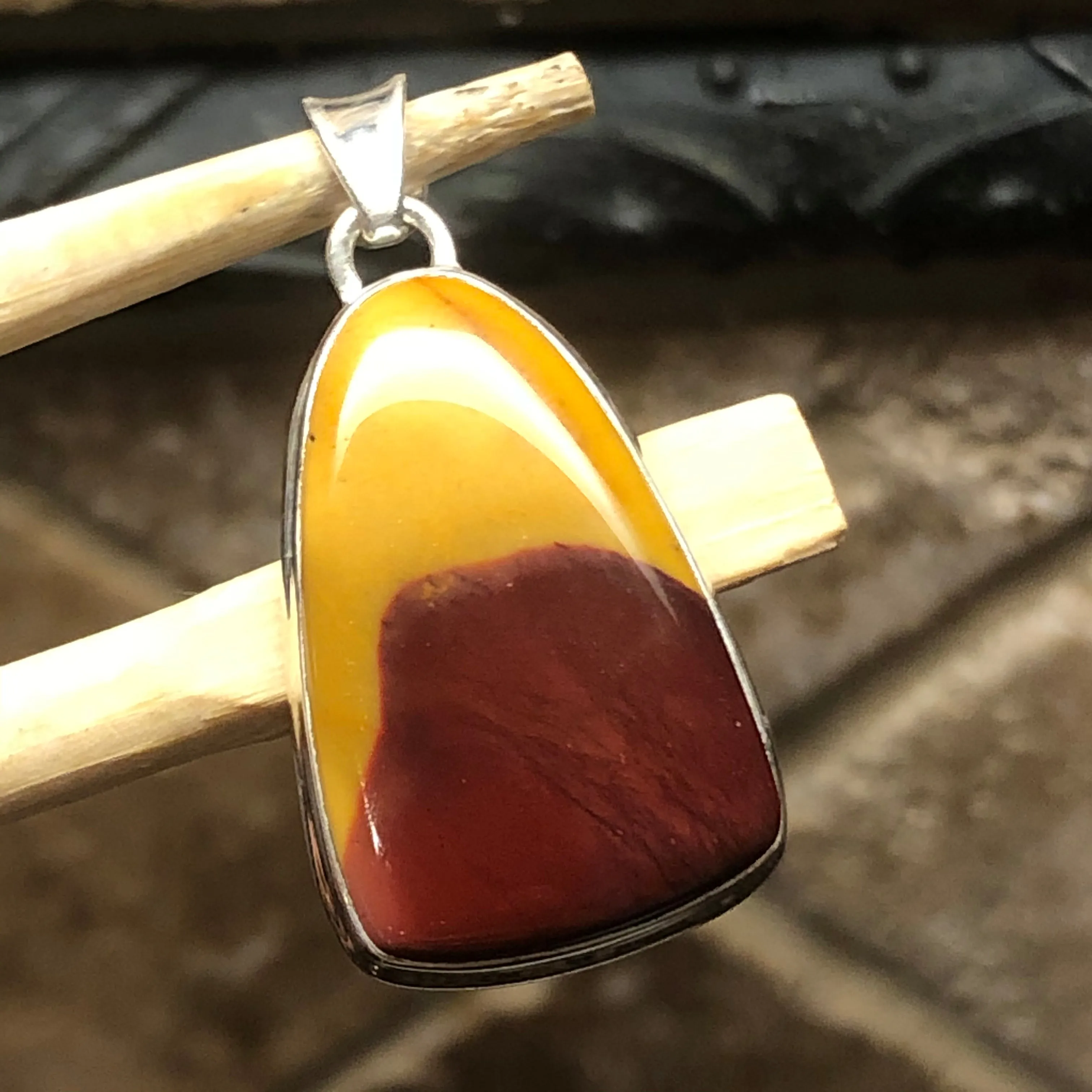Natural Australian Mookaite Jasper 925 Solid Sterling Silver Pendant 38mm