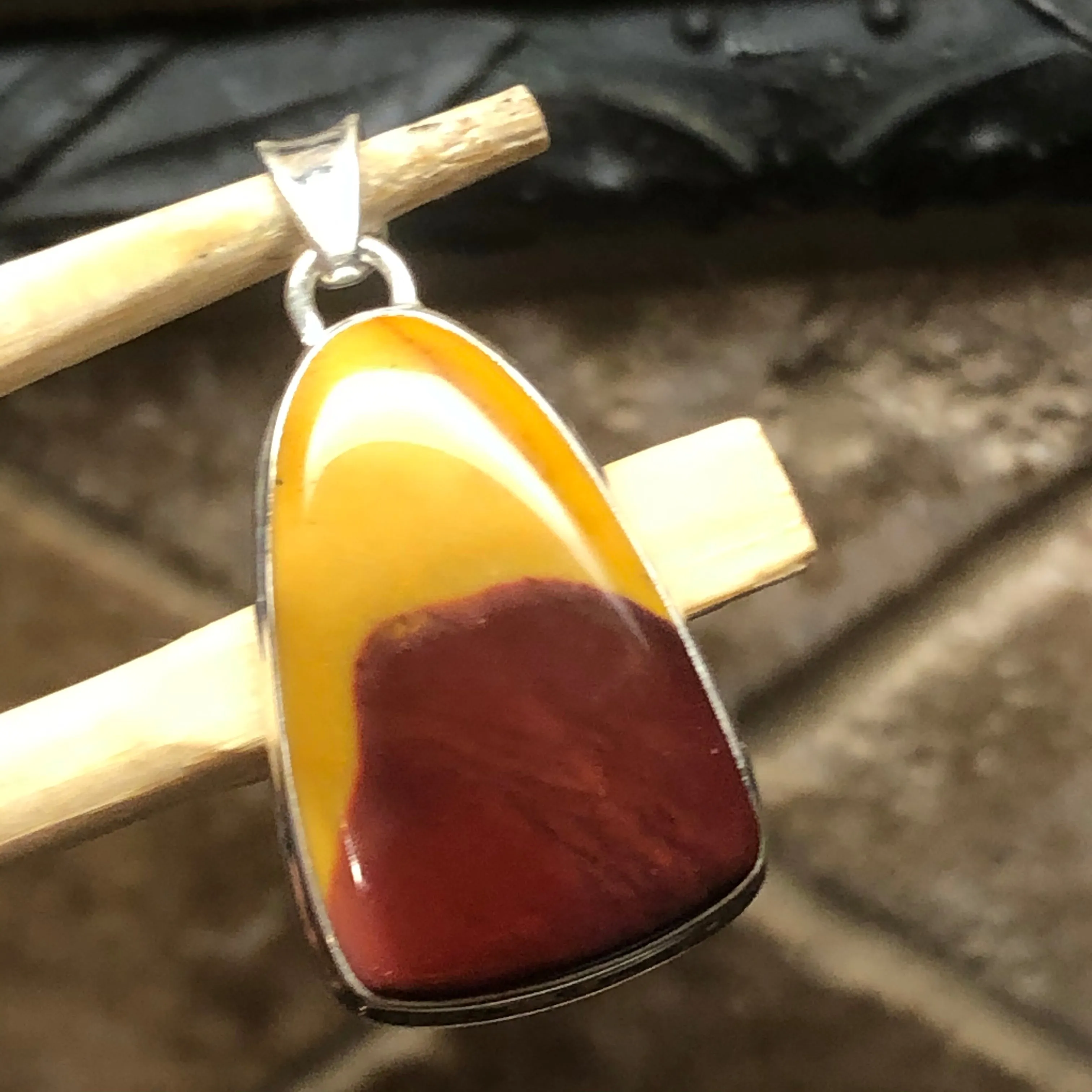 Natural Australian Mookaite Jasper 925 Solid Sterling Silver Pendant 38mm