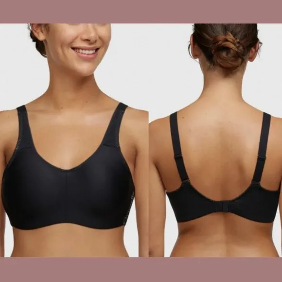 NEW $79 Chantelle [‎ 32DDDD ] Everyday High Support Underwire Sports Bra Black