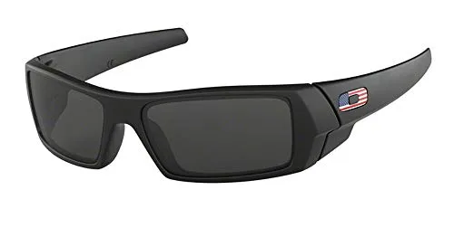 Oakley Gascan OO9014 Sunglasses for Men BUNDLE with Oakley Accessory Leash Kit (Matte Black/Grey/USA Icon, 61)