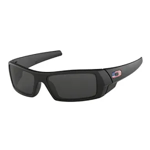 Oakley Gascan OO9014 Sunglasses for Men BUNDLE with Oakley Accessory Leash Kit (Matte Black/Grey/USA Icon, 61)