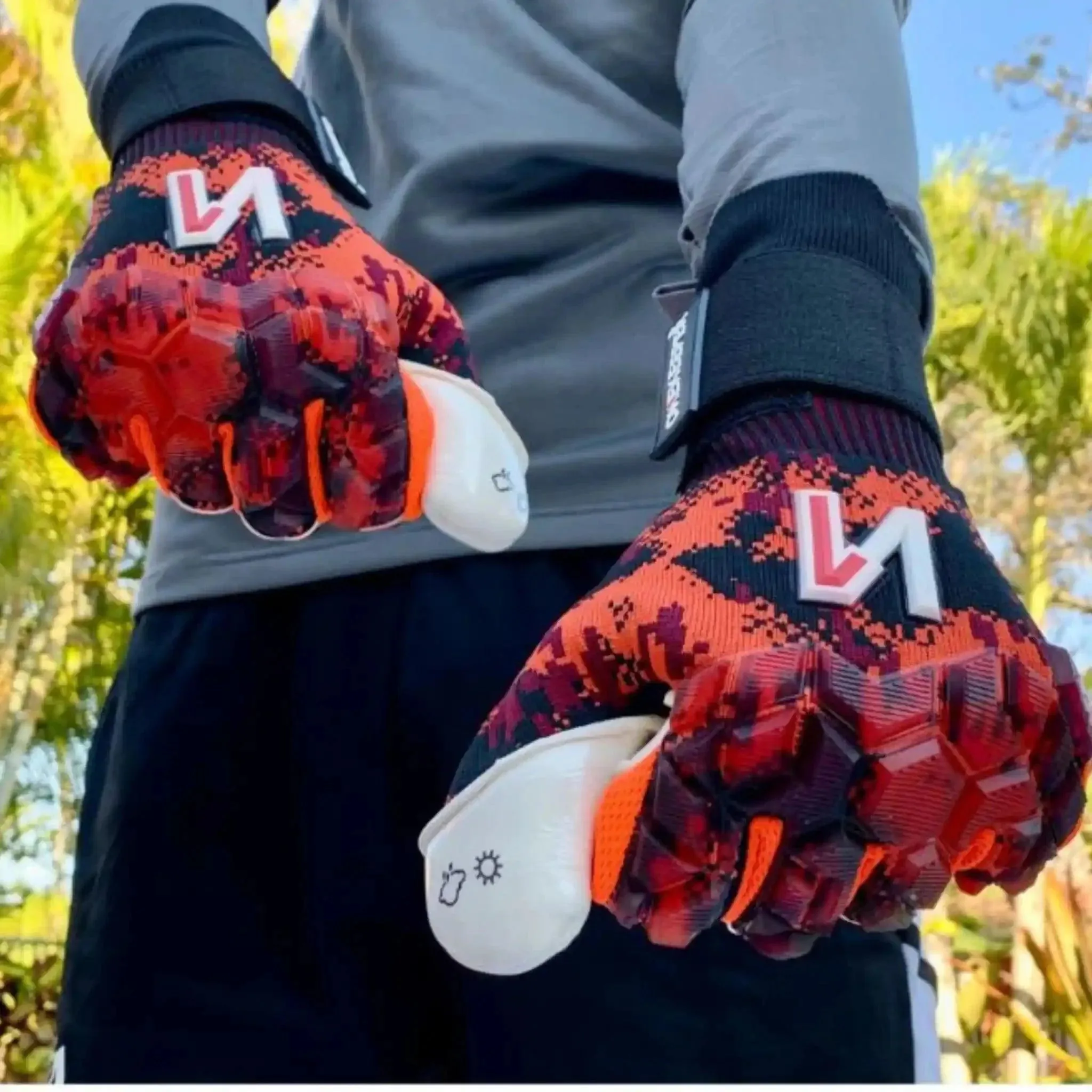 ONEKEEPER ACE Orange and White -Negative Cut Pro-Level Goalkeeper Gloves