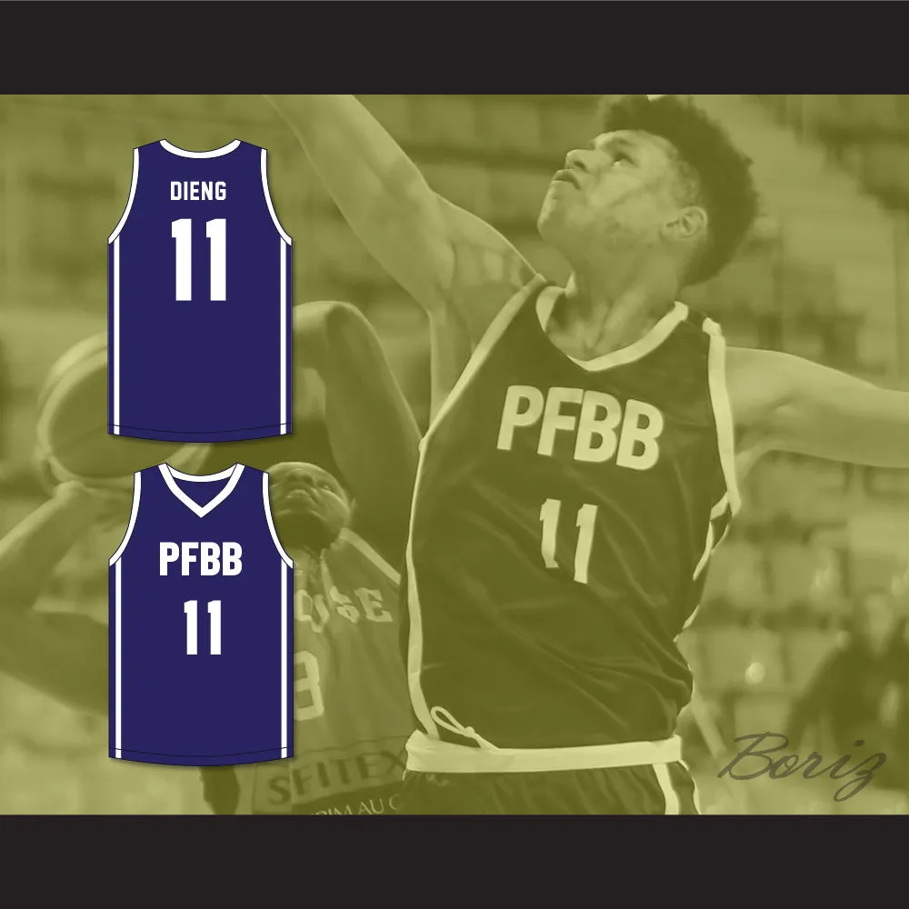 Ousmane Dieng 11 PFBB Pole France BasketBall Navy Blue Basketball Jersey 2