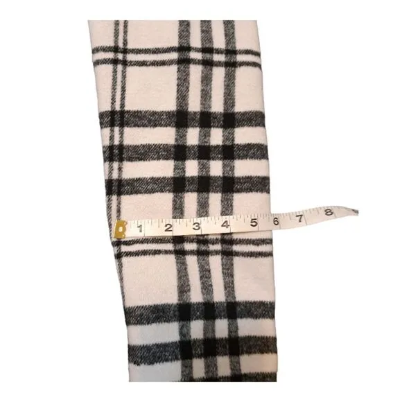 Paris Blues Women's Hooded Pea Coat Size L Black &amp; White Plaid Toggle Closure