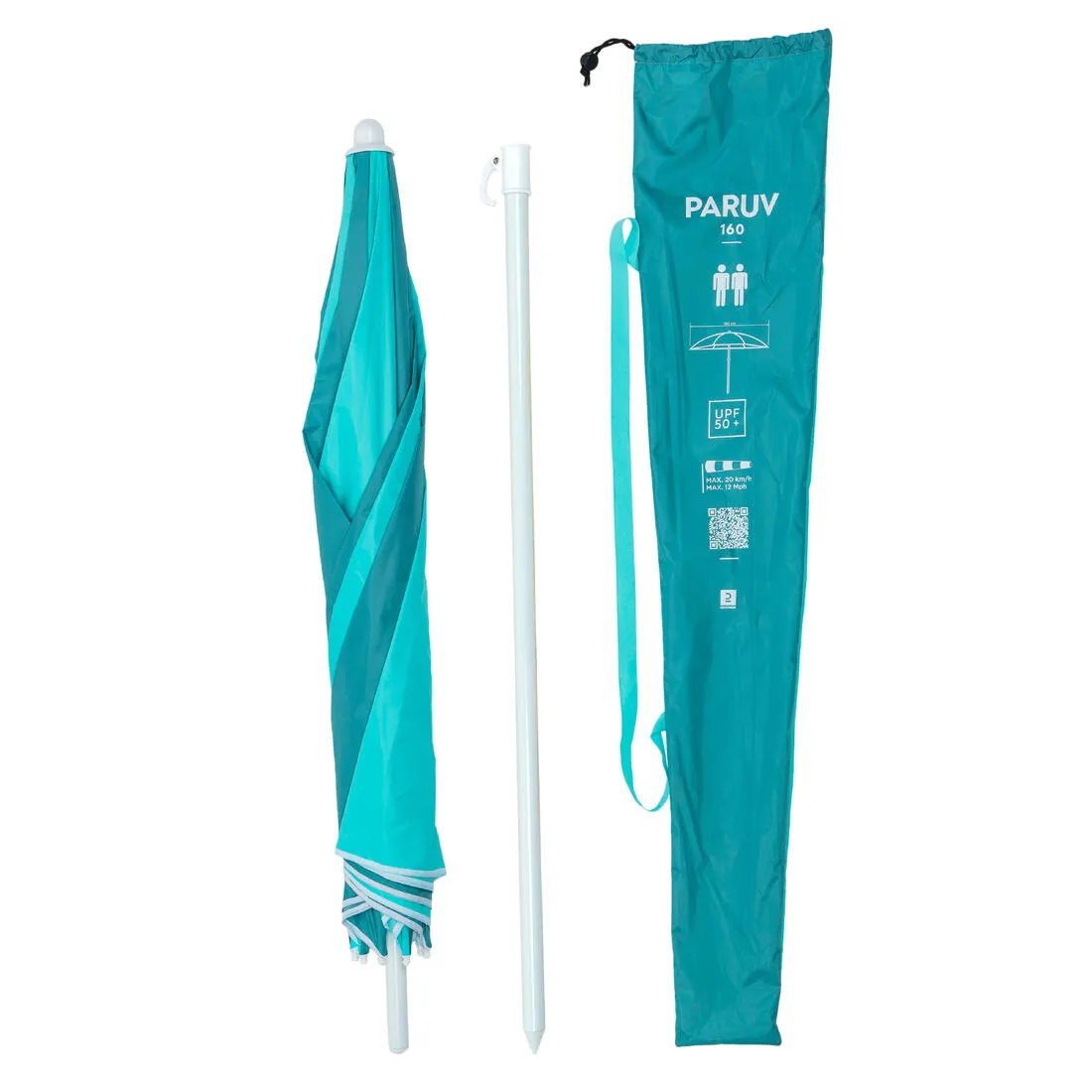 PARUV 160 BEACH PARASOL UPF 50  2 PLACES Blue green