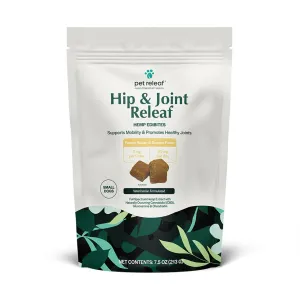 Pet Releaf Hip & Joint Releaf Organic Hemp Edibites Peanut Butter & Banana Flavor for Small Dogs