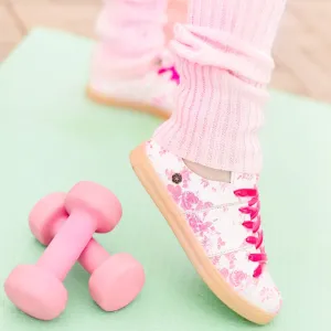 Pink Flower Handmade Leather Sneaker