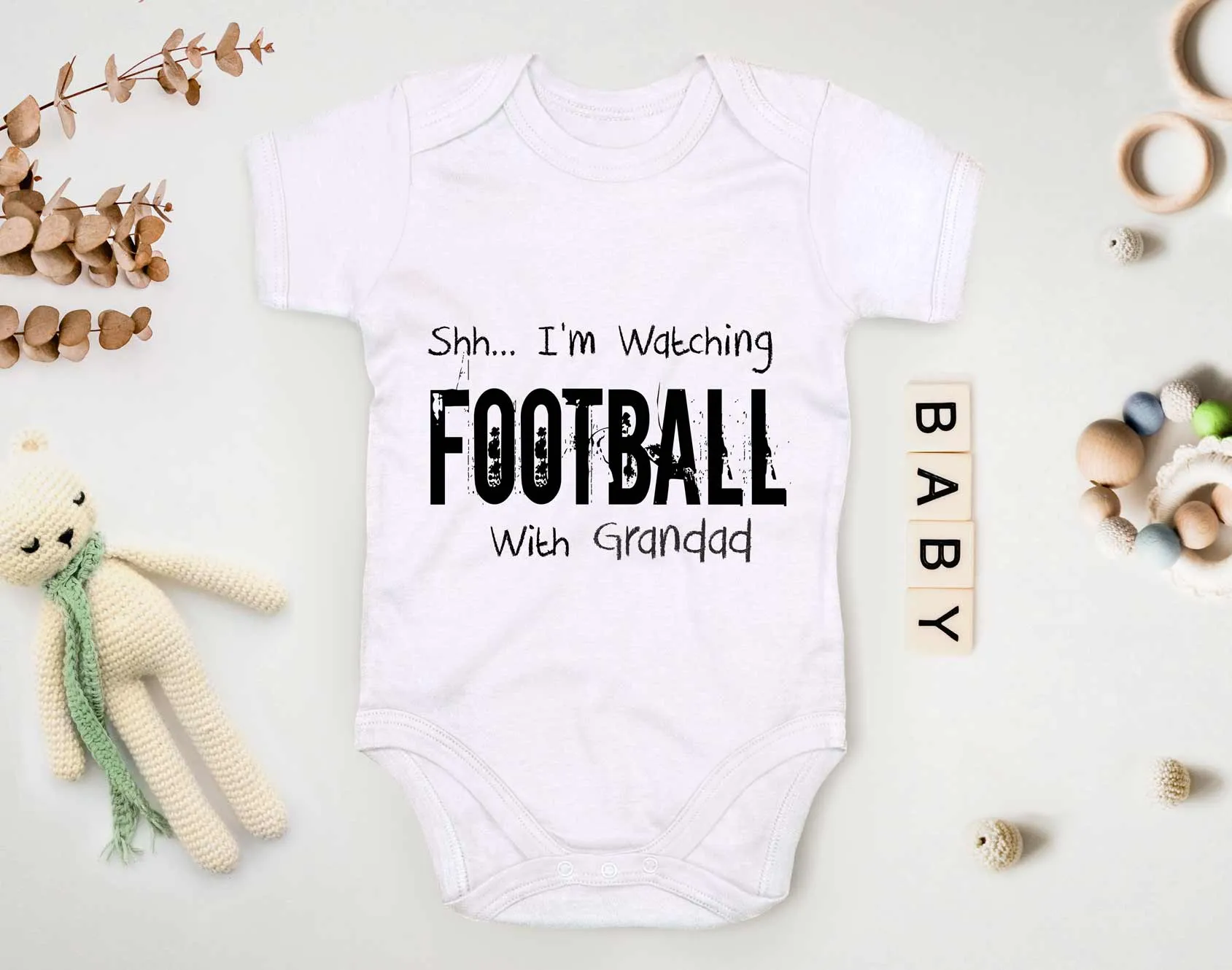 Reality Glitch Shh I'm Watching Football With Grandad Kids Babygrow