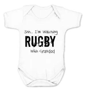 Reality Glitch Shh I'm Watching Rugby With Grandad Kids Babygrow