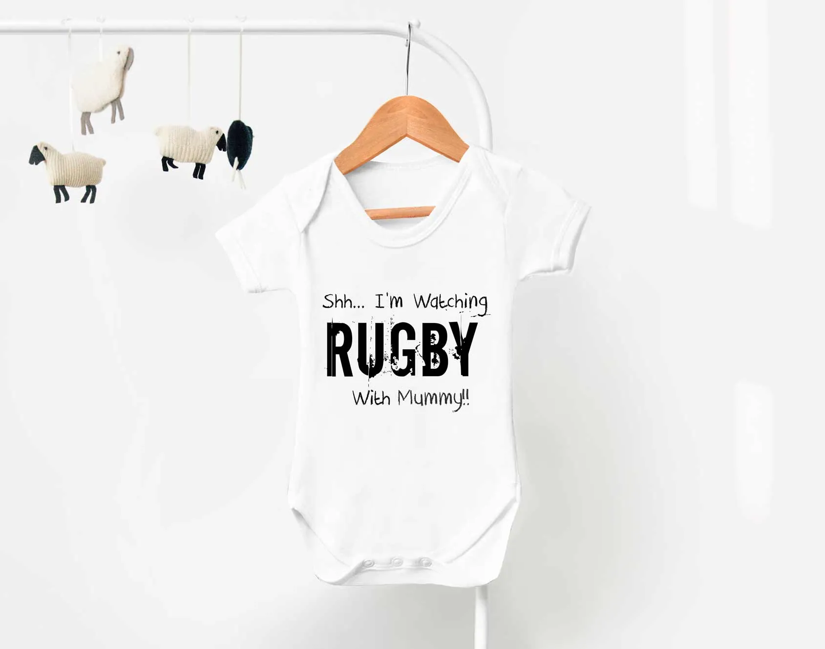 Reality Glitch Shh I'm Watching Rugby With Mummy Kids Babygrow