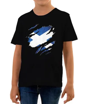 Reality Glitch Torn Scotland Flag Kids T-Shirt