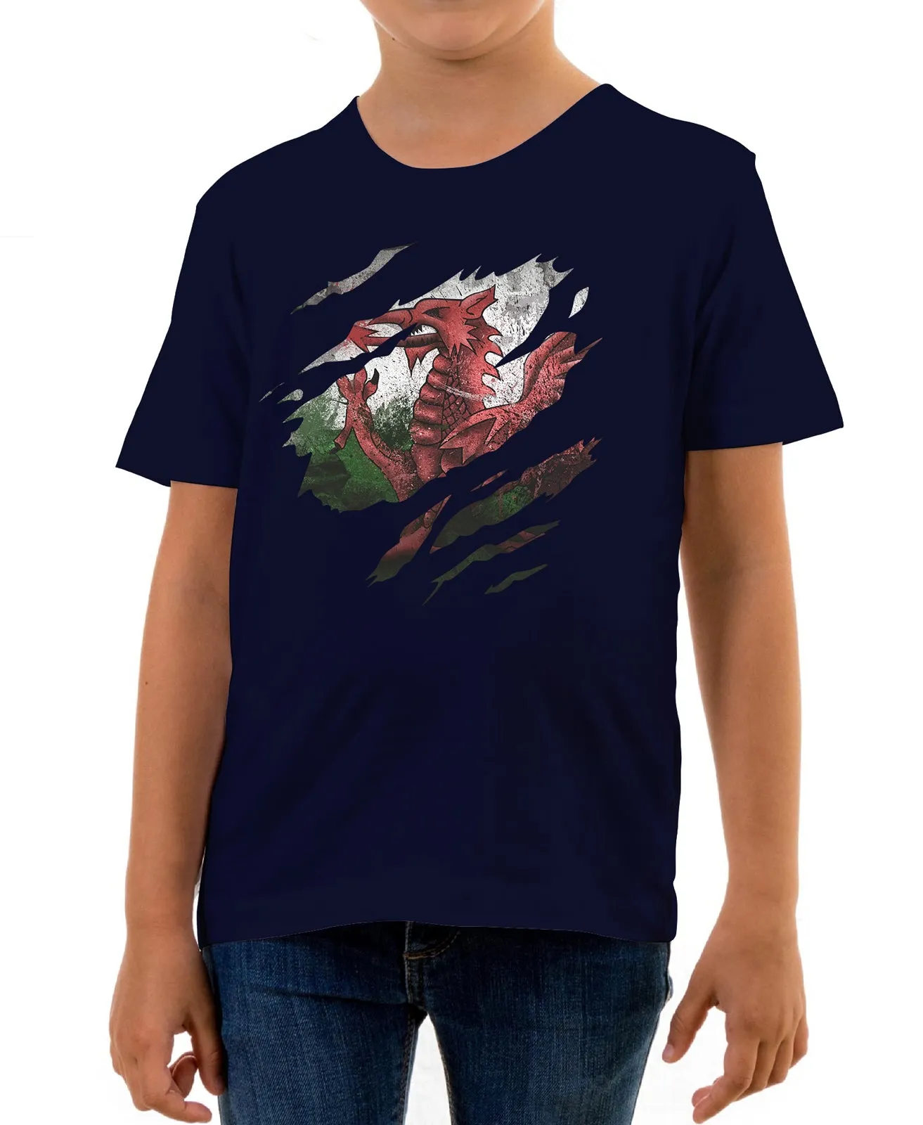 Reality Glitch Torn Wales Flag Kids T-Shirt
