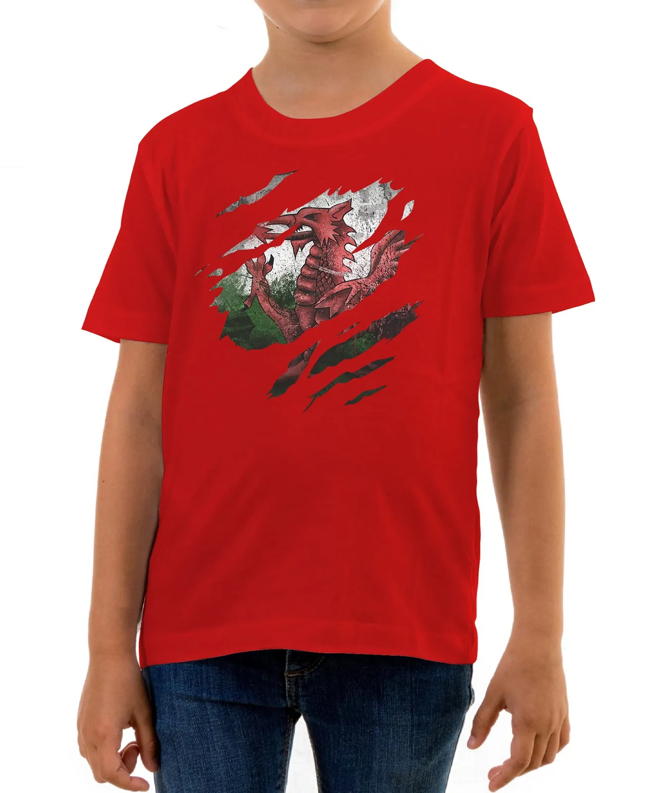 Reality Glitch Torn Wales Flag Kids T-Shirt