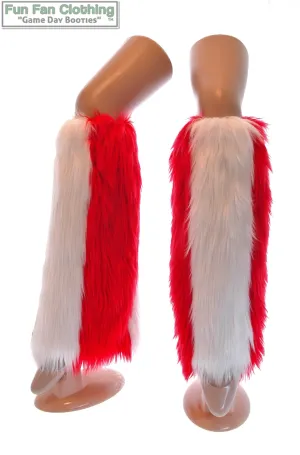 Red & White Faux Fur Leg Warmers - Game Day Booties