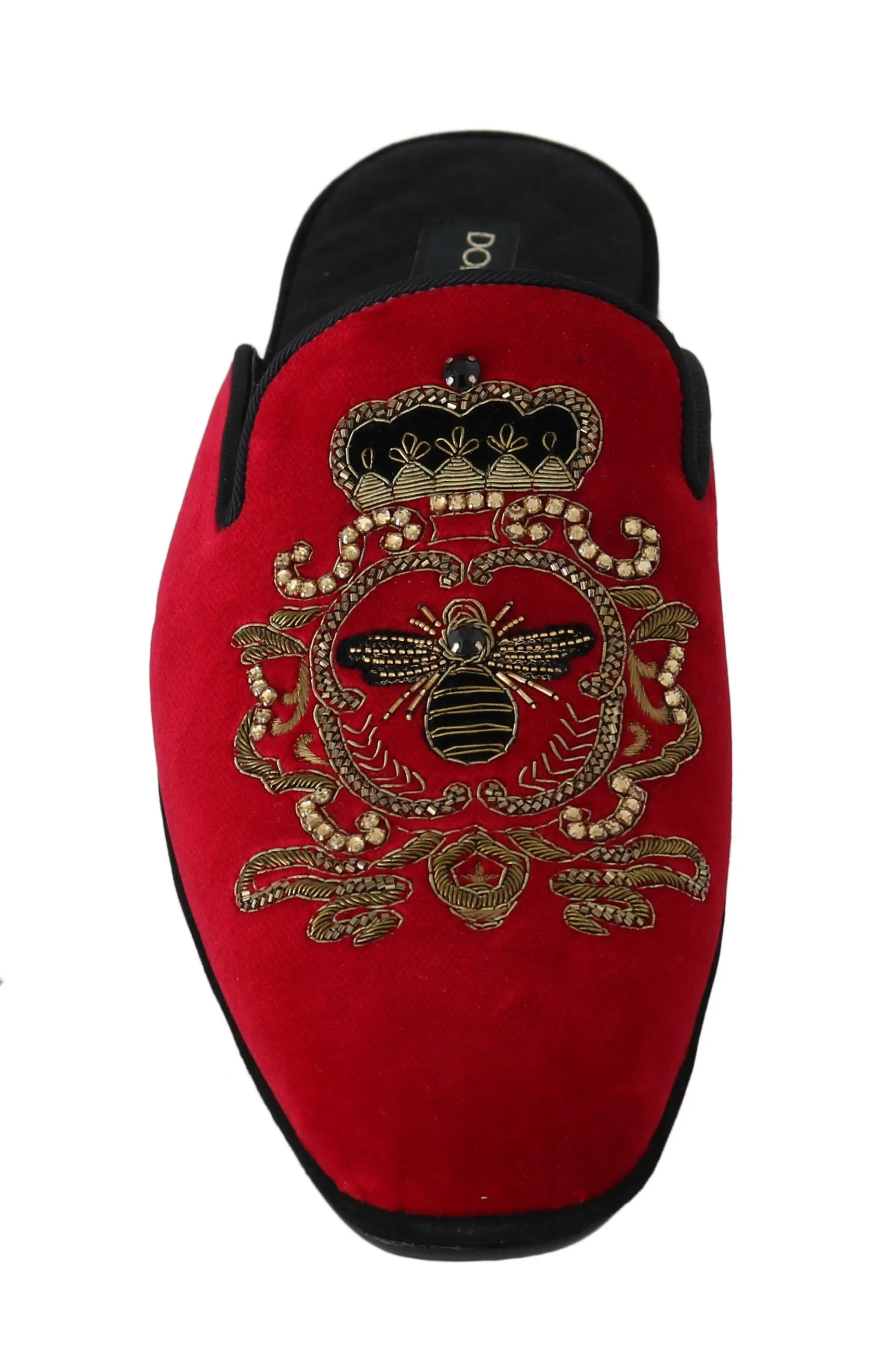 Red Velvet Gold Crown Bee Slippers