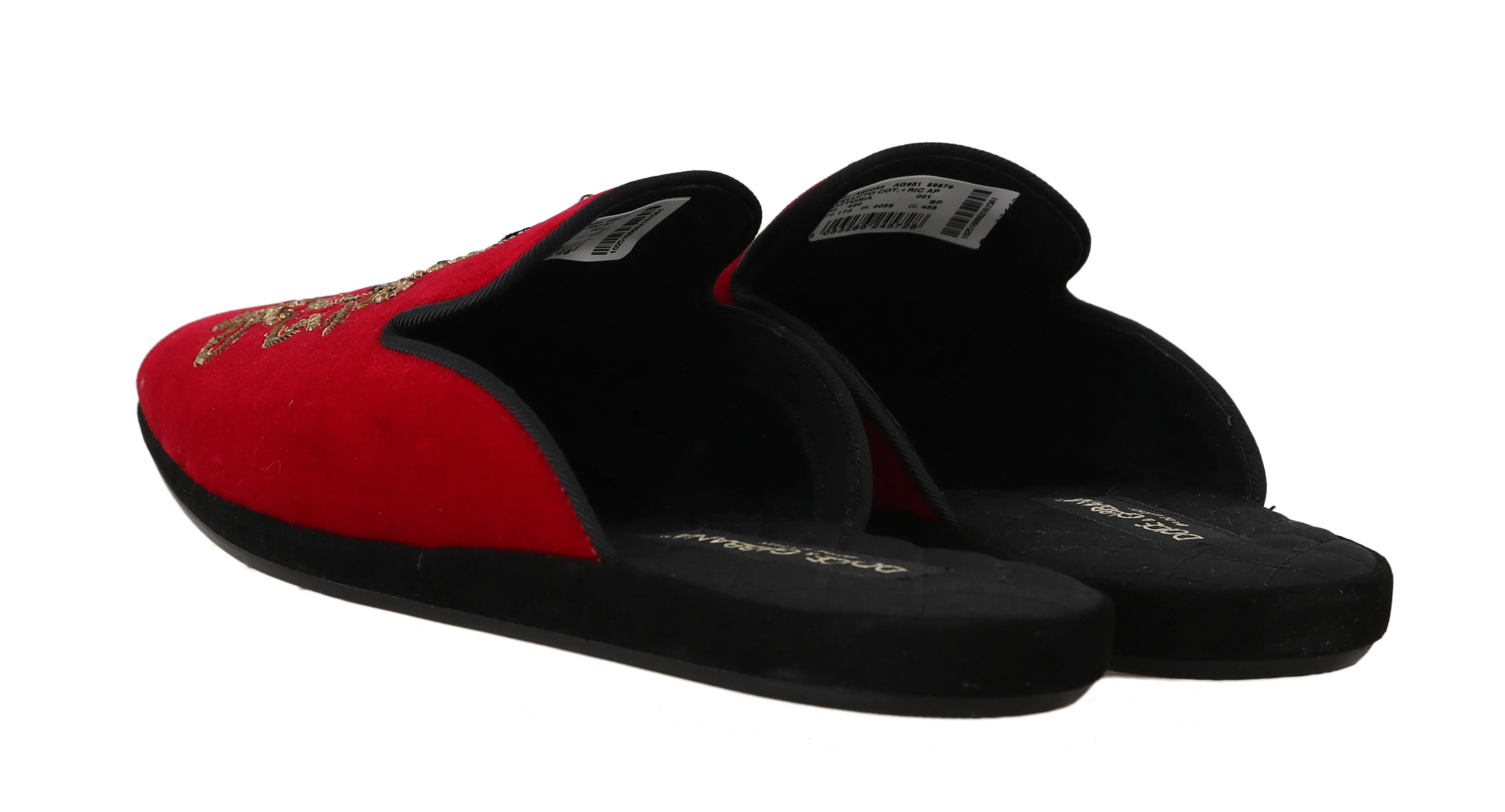Red Velvet Gold Crown Bee Slippers