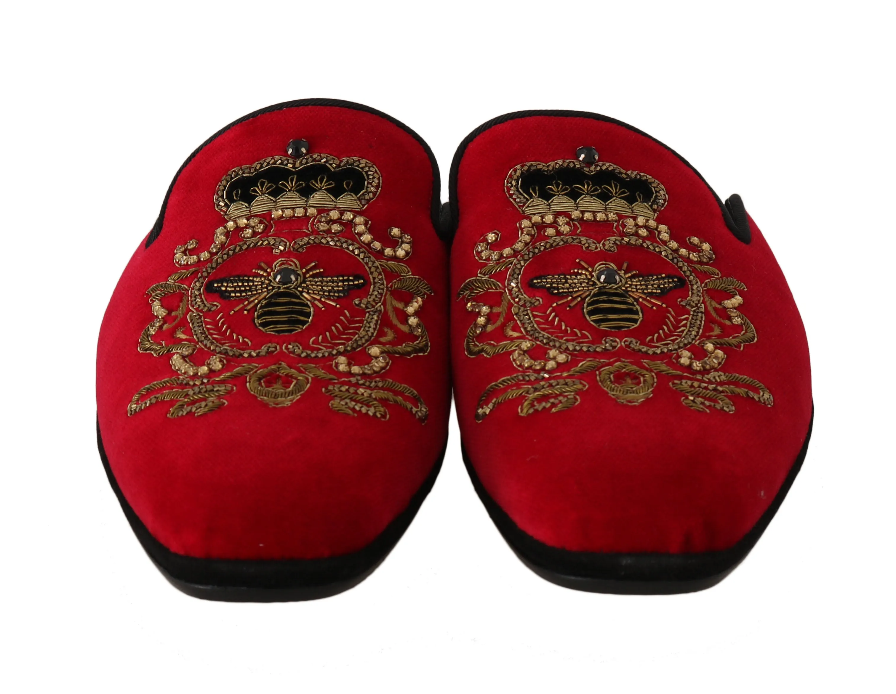 Red Velvet Gold Crown Bee Slippers