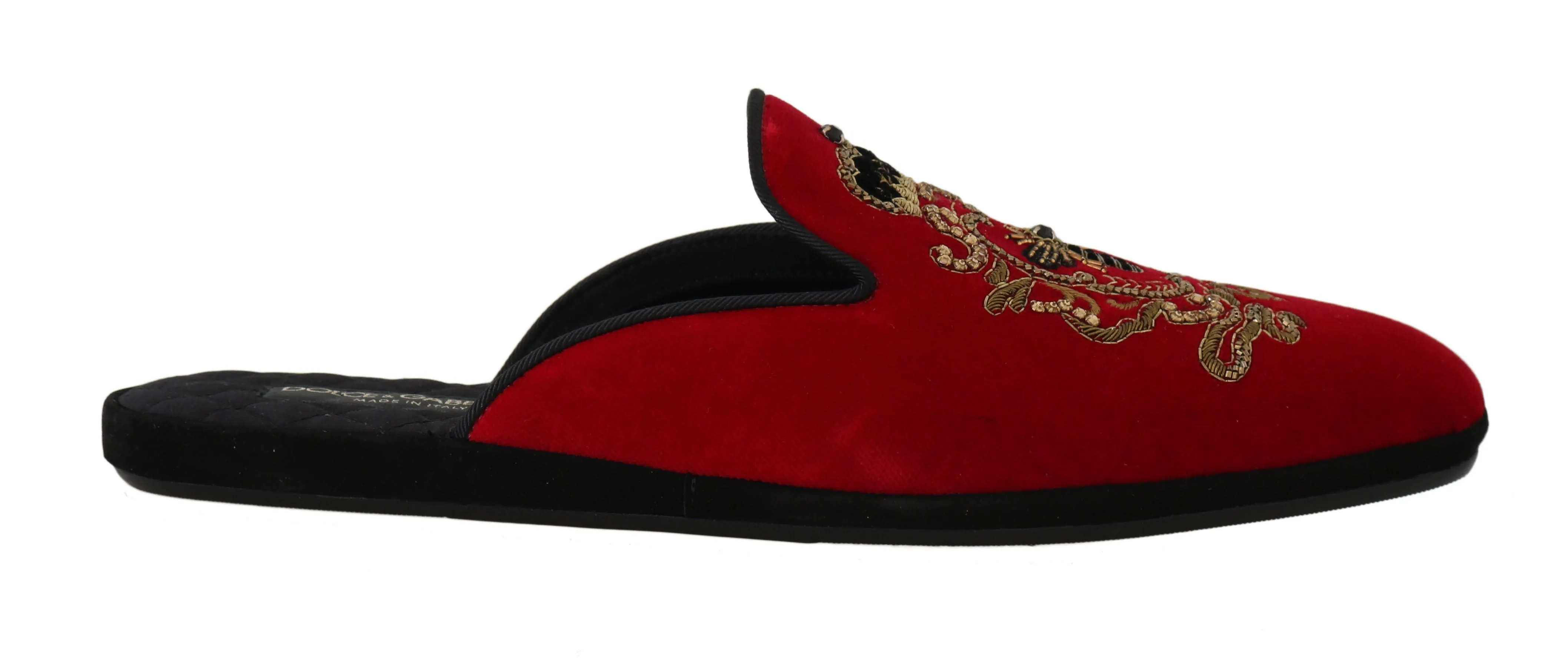 Red Velvet Gold Crown Bee Slippers