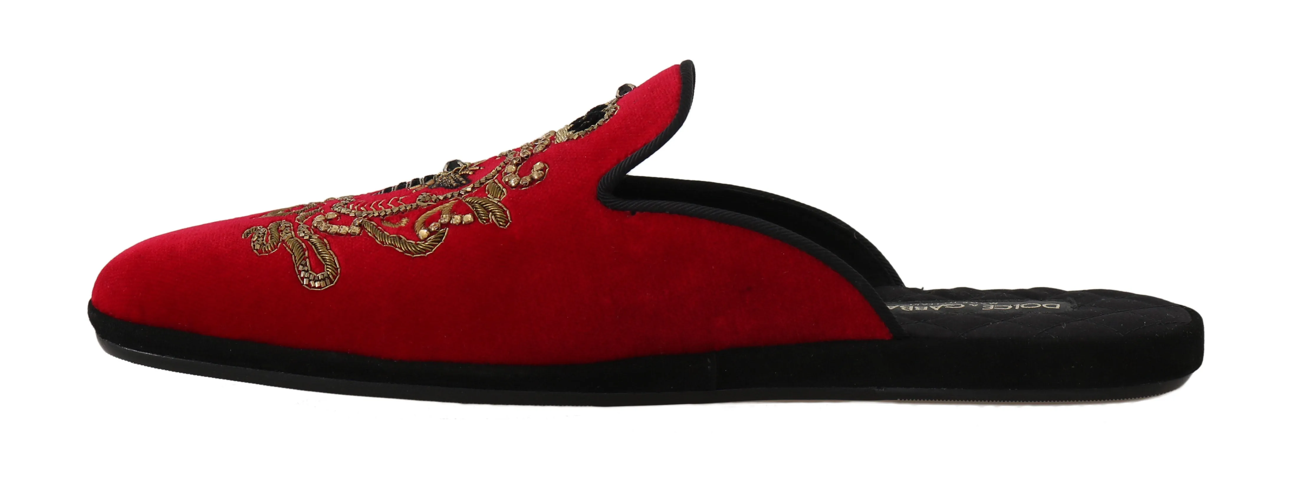 Red Velvet Gold Crown Bee Slippers